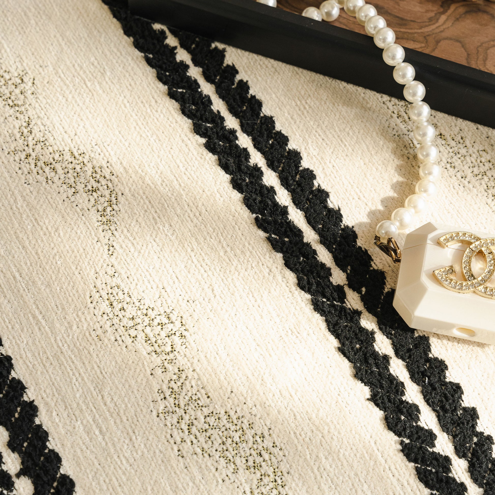 Non-Slip Sofa Cover with Thick Chenille Texture Woven Stripe Couch Protector Throw featuring black and white stripe detail.