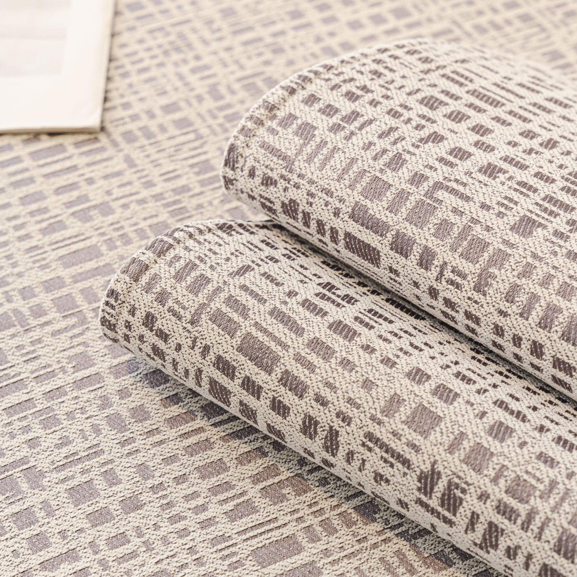 Modern Non-Slip Couch Slipcover, Soft, Durable & Washable Furniture Protector in chenille fabric with gold marble-style trim detail.