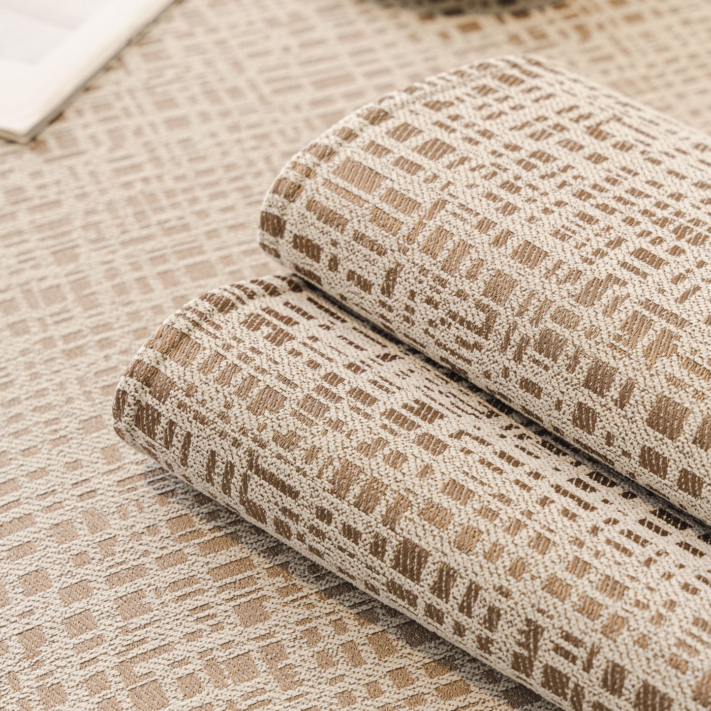 Modern Non-Slip Couch Slipcover, Soft, Durable & Washable Furniture Protector with chenille fabric and gold marble-style trim.