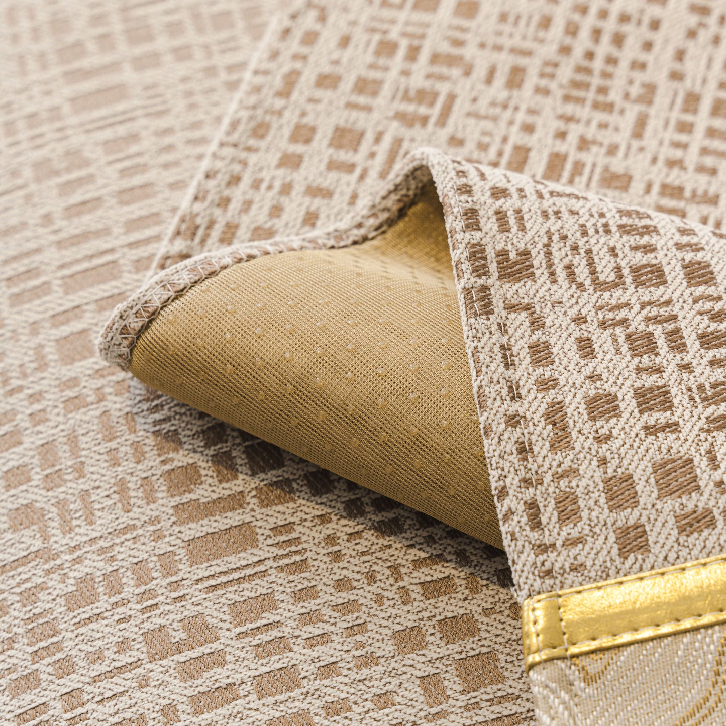 Modern Non-Slip Couch Slipcover, Soft, Durable & Washable Furniture Protector with gold marble-style trim on thick chenille fabric.