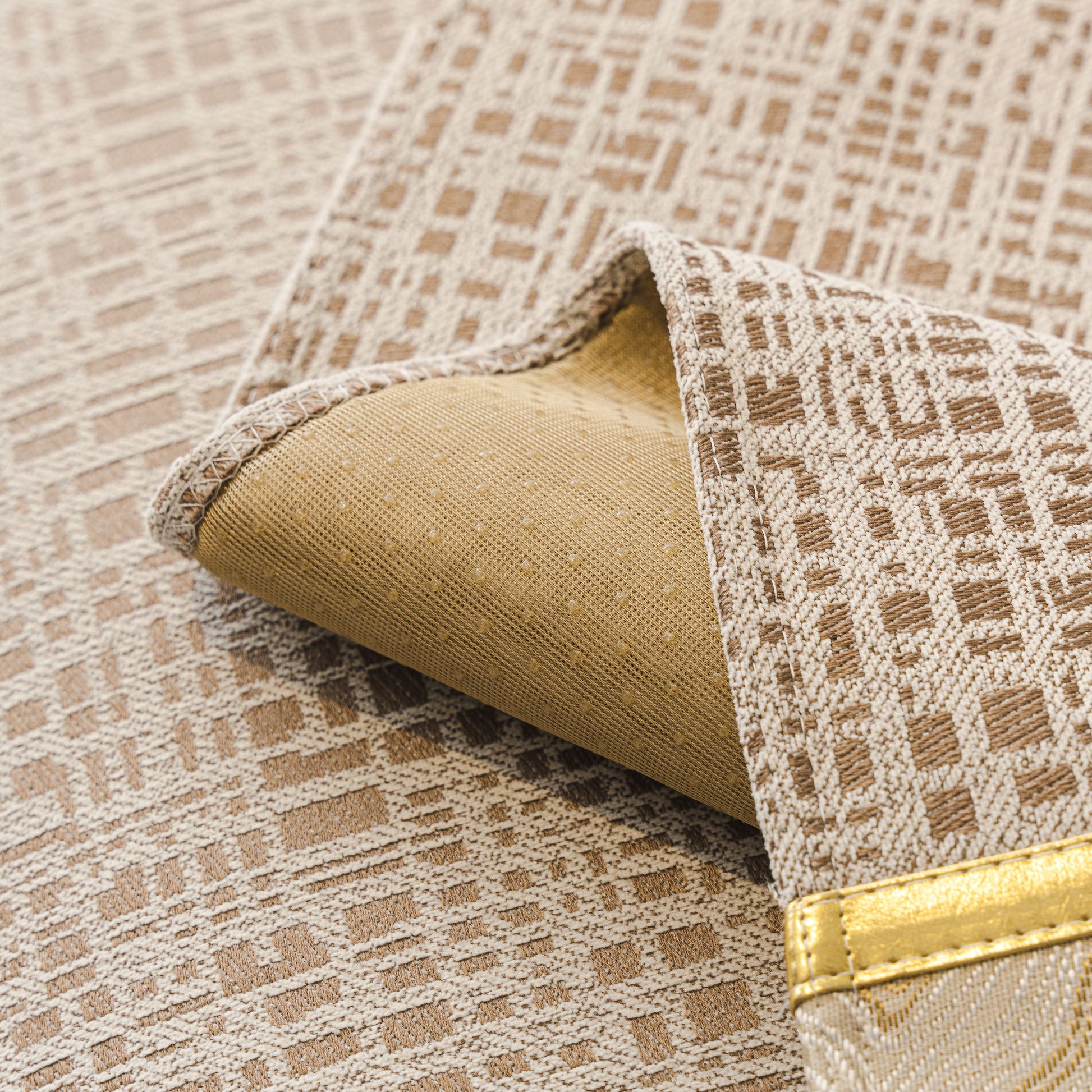 Modern Non-Slip Couch Slipcover, Soft, Durable & Washable Furniture Protector with gold marble-style trim on thick chenille fabric.