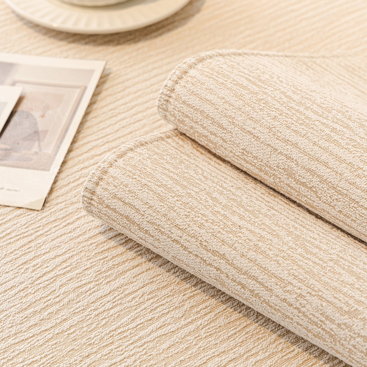 Soft Chenille Sectional Sofa Cover with Pom Pom Trim – Non-Slip Couch Protector showing texture and pom pom trim