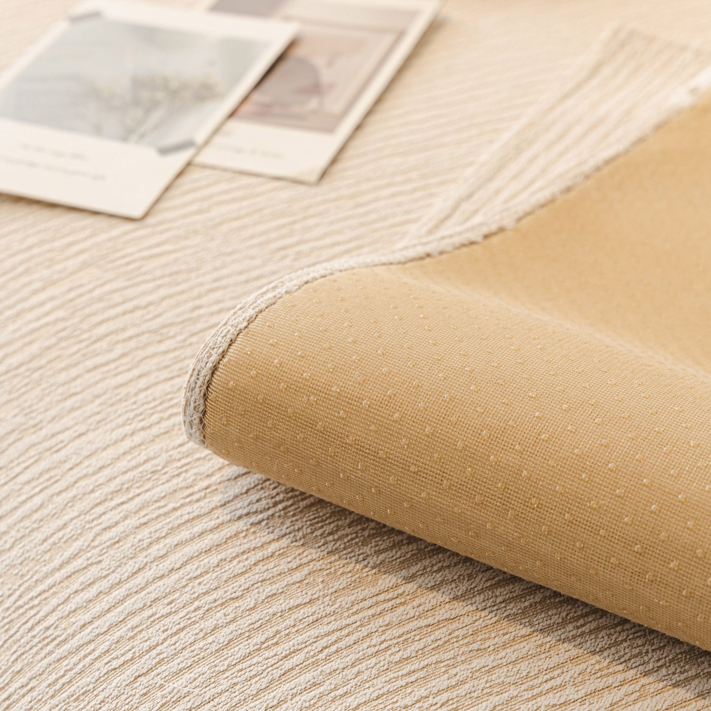 Soft Chenille Sectional Sofa Cover with Pom Pom Trim – Non-Slip Couch Protector texture and material close-up.