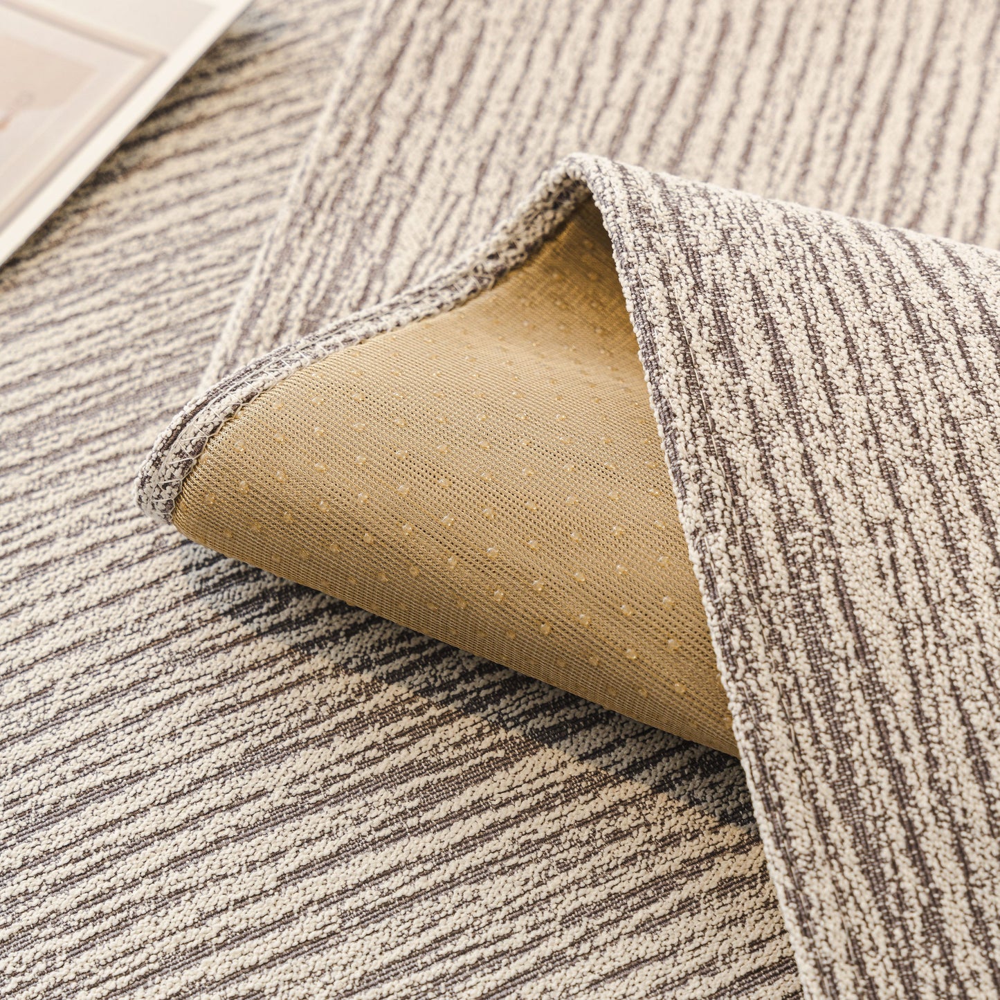 Soft Chenille Sectional Sofa Cover with Pom Pom Trim – Non-Slip Couch Protector featuring delicate vertical stripes