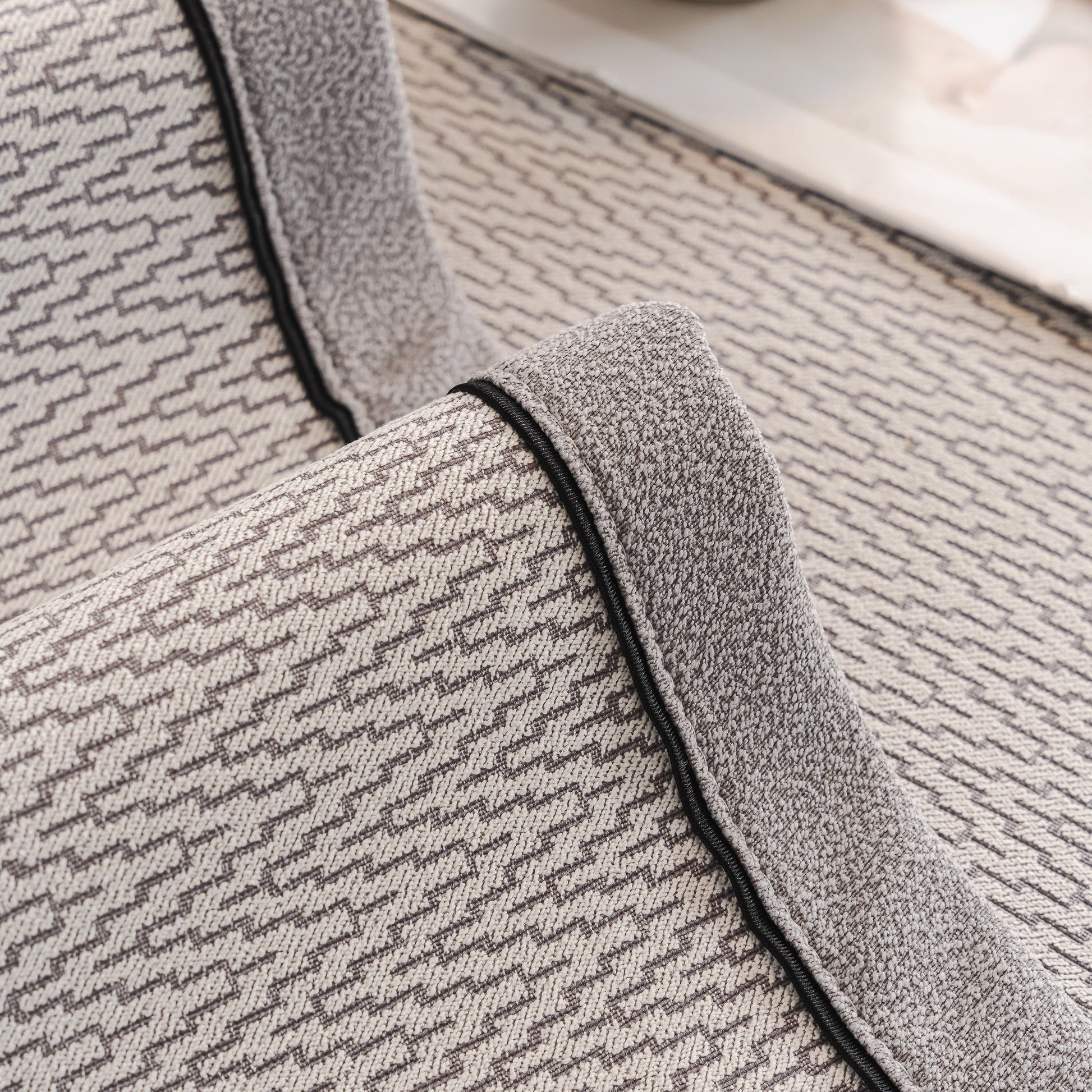 Herringbone Couch Protector for Pets, Non-Slip Washable Sectional Couch Covers in chenille fabric with piped edges.