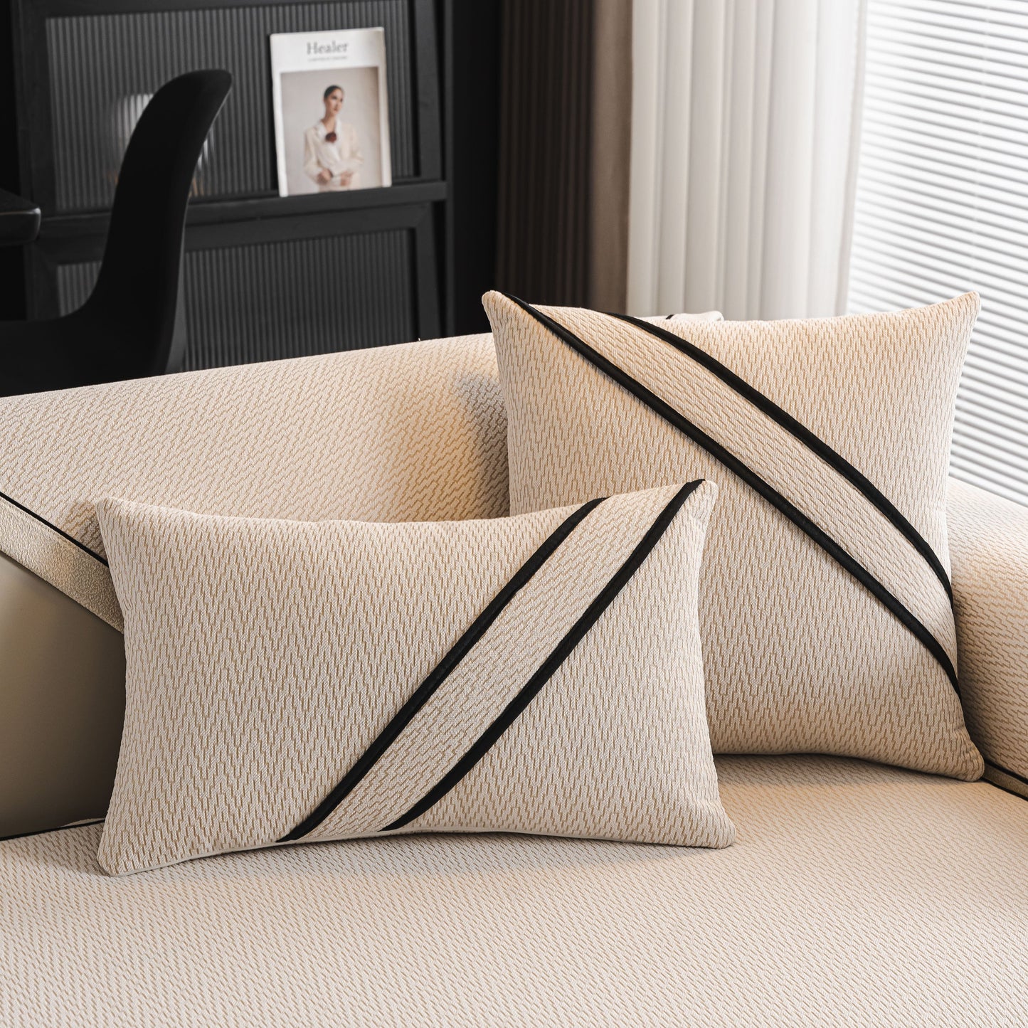 Herringbone Couch Protector for Pets, Non-Slip Washable Sectional Couch Covers with soft chenille fabric.