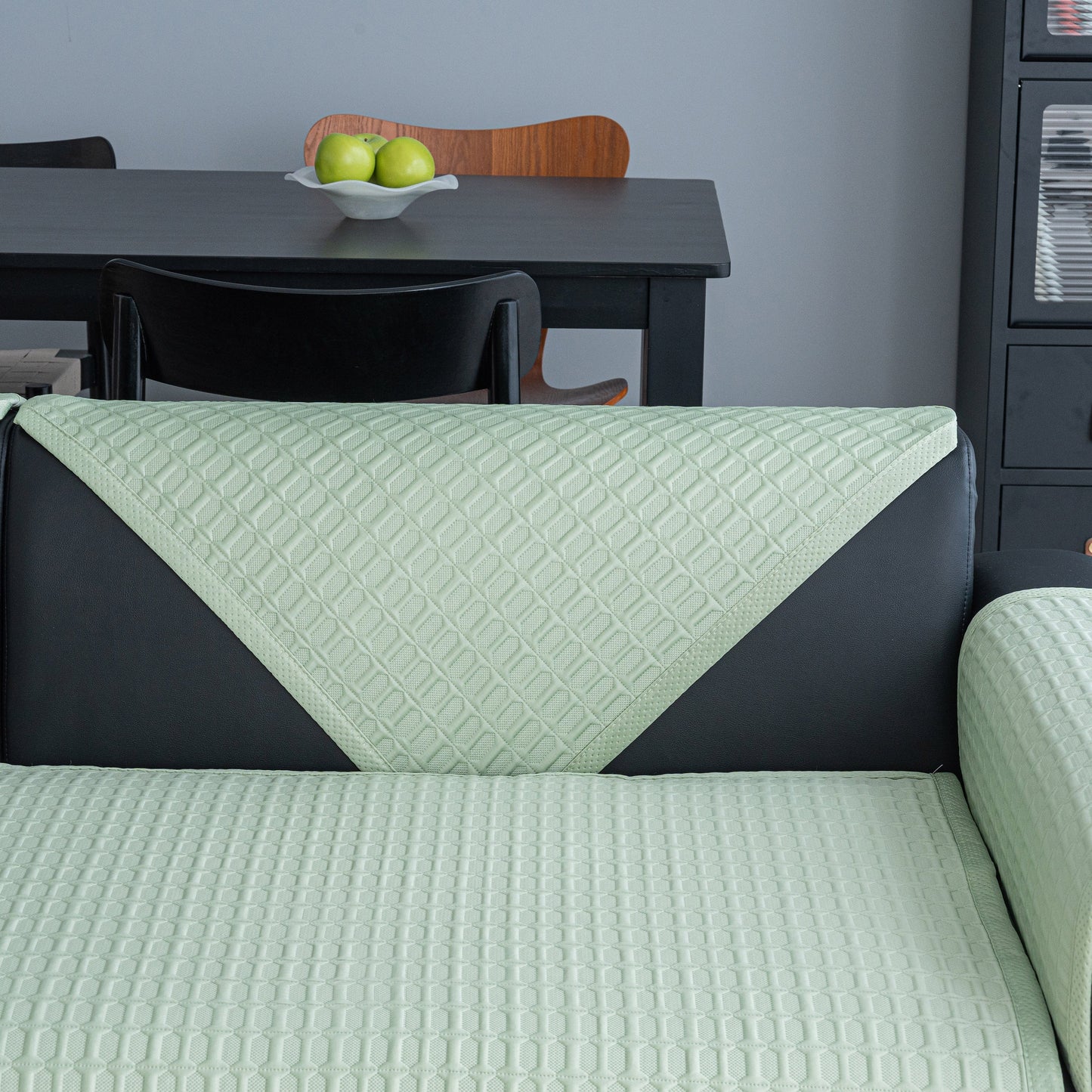 Geometric Textured Couch Slipcover Protector Non-Slip Ice Silk Sofa Cover for Couch