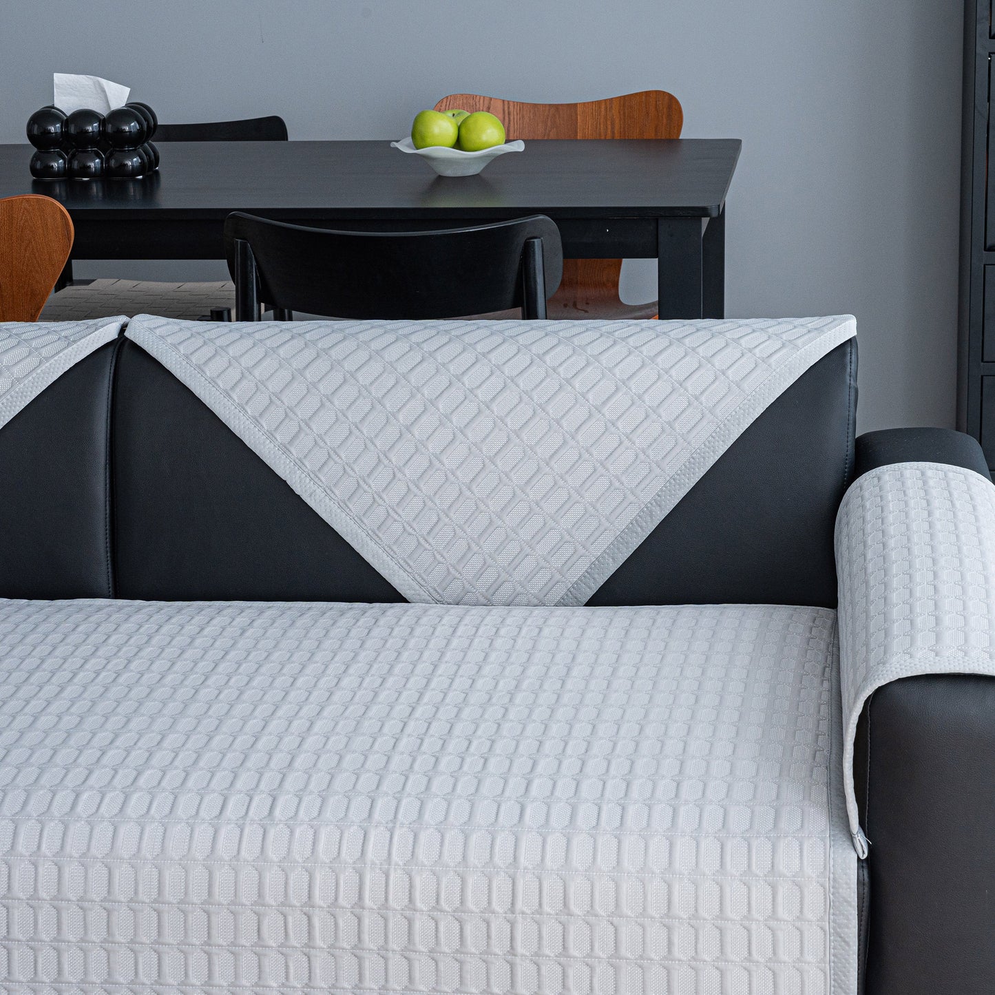 Geometric Textured Couch Slipcover Protector Non-Slip Ice Silk Sofa Cover for Couch