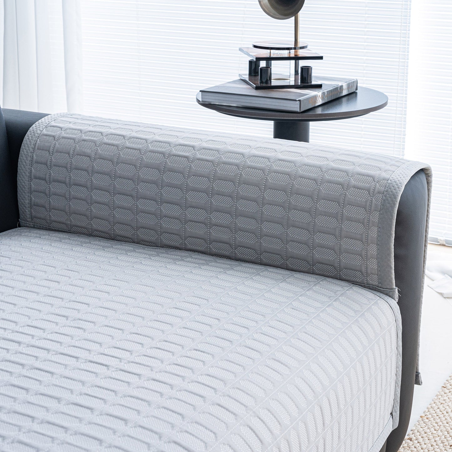 Geometric Textured Couch Slipcover Protector Non-Slip Ice Silk Sofa Cover for Couch