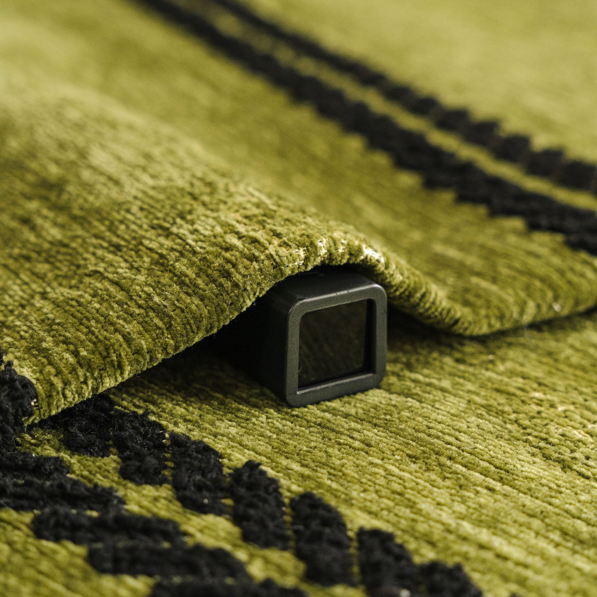 Non-Slip Sofa Cover with Thick Chenille Texture Woven Stripe Couch Protector Throw showcasing detailed green texture and anti-slip backing
