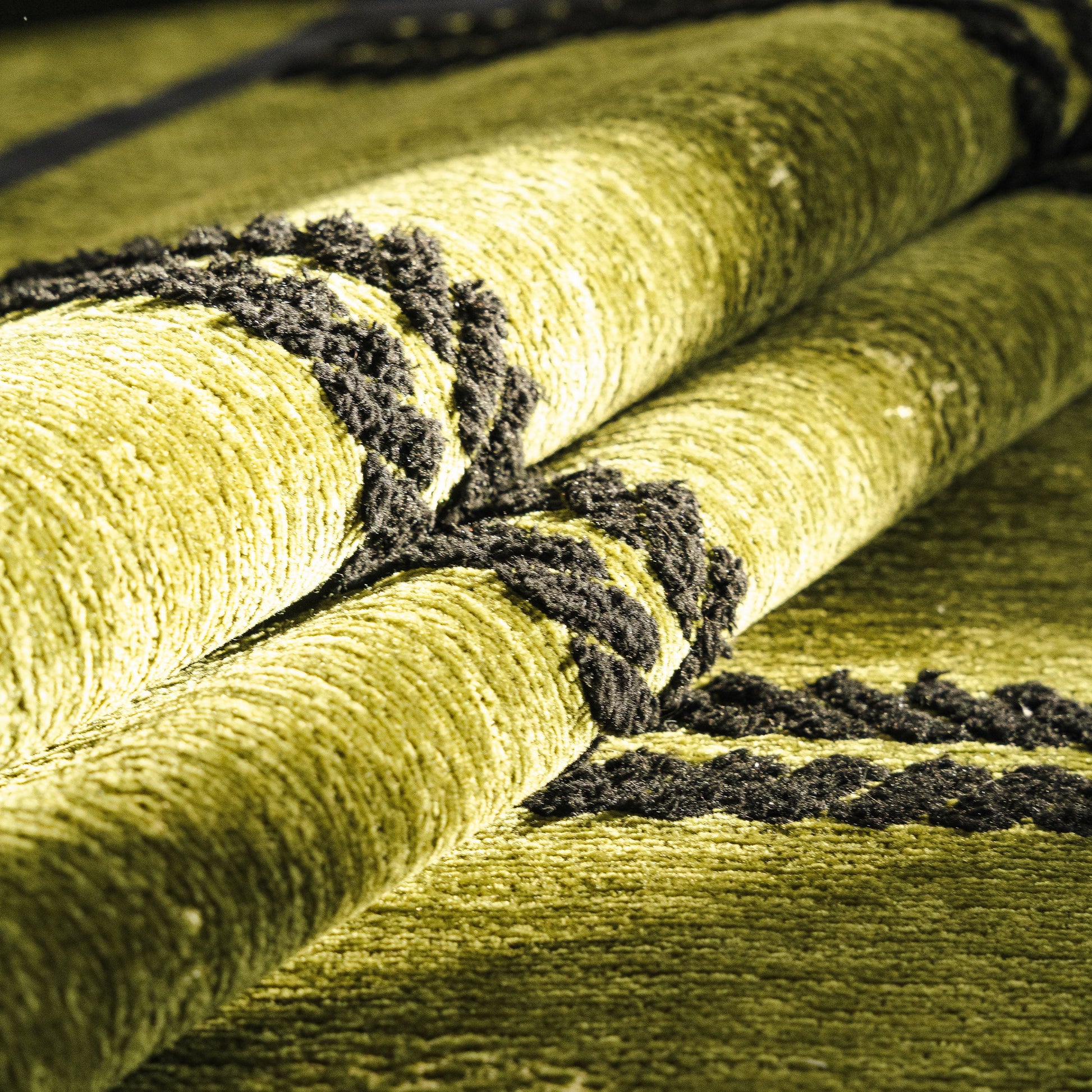Non-Slip Sofa Cover with Thick Chenille Texture Woven Stripe Couch Protector Throw showing detailed 3D woven trim and texture.
