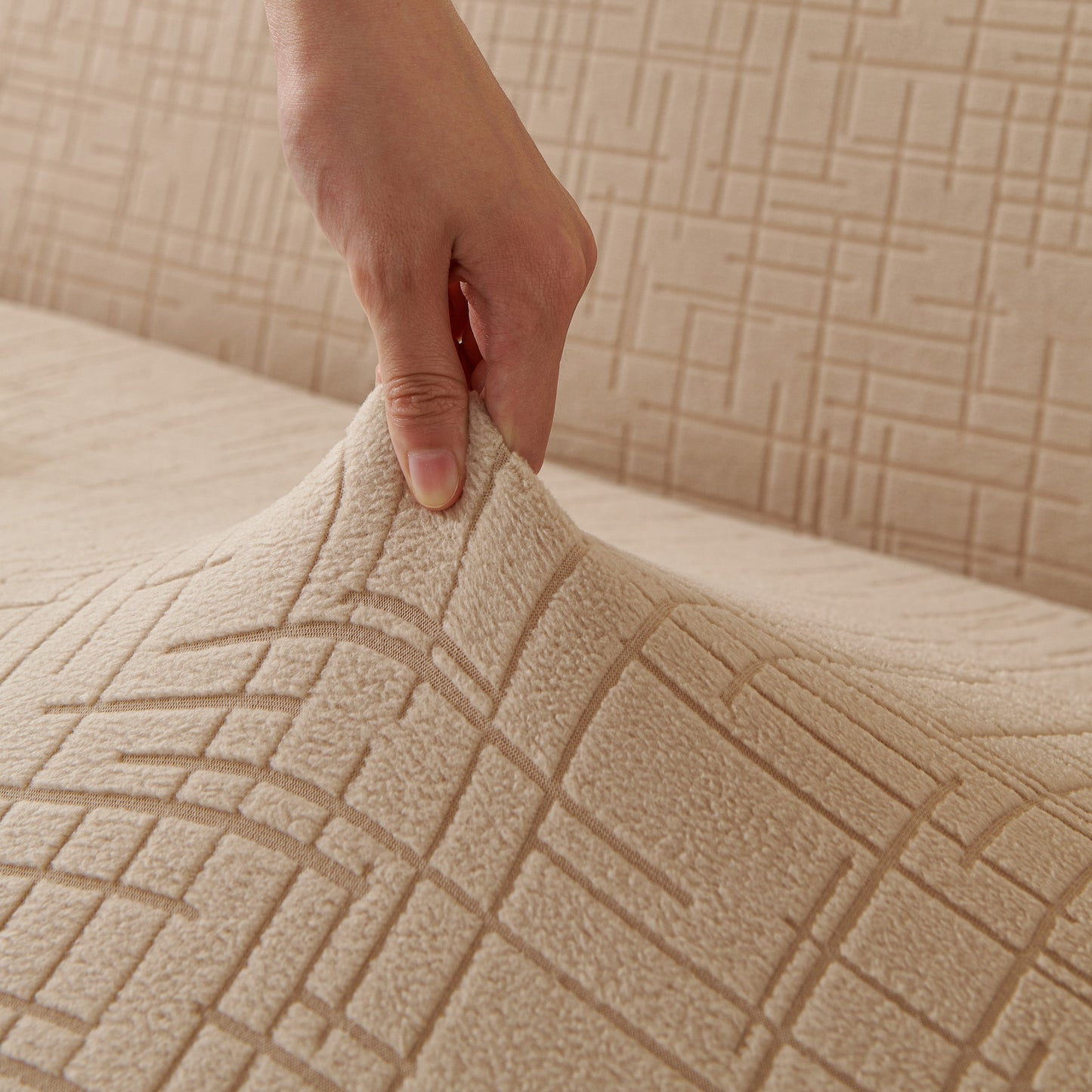 Embossed Lines Couch Covers Stretchable Non-Slip & Washable Sofa Slipcovers with secure fit and easy maintenance.