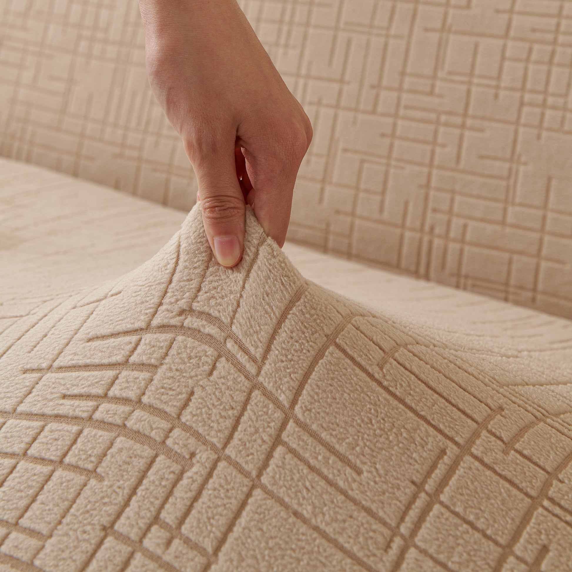 Embossed Lines Couch Covers Stretchable Non-Slip & Washable Sofa Slipcovers with secure fit and easy maintenance.