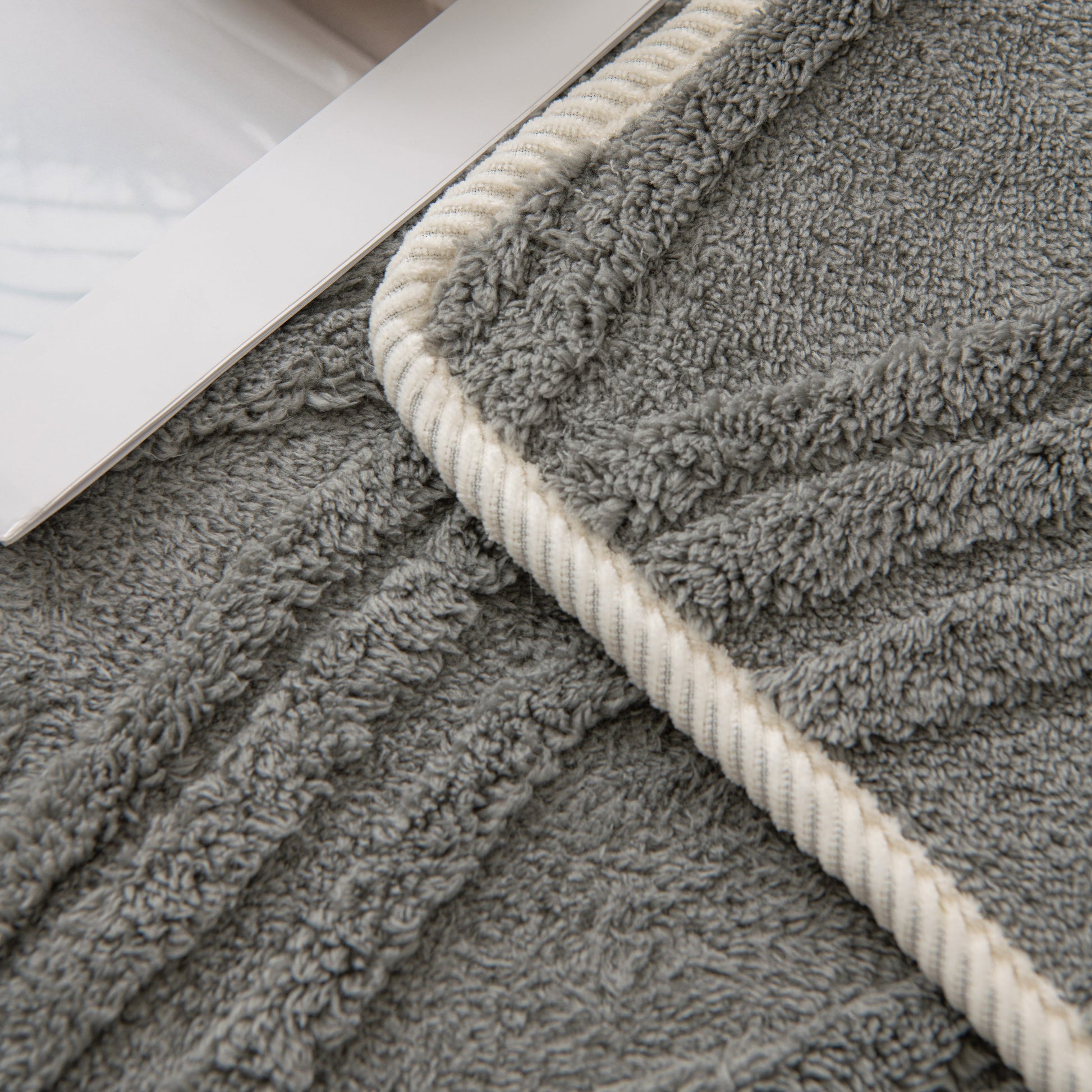 Winter Thickened Non-slip Blanket, Three-Dimensional Embossed Cotton Velvet Sofa Cover in gray with textured design