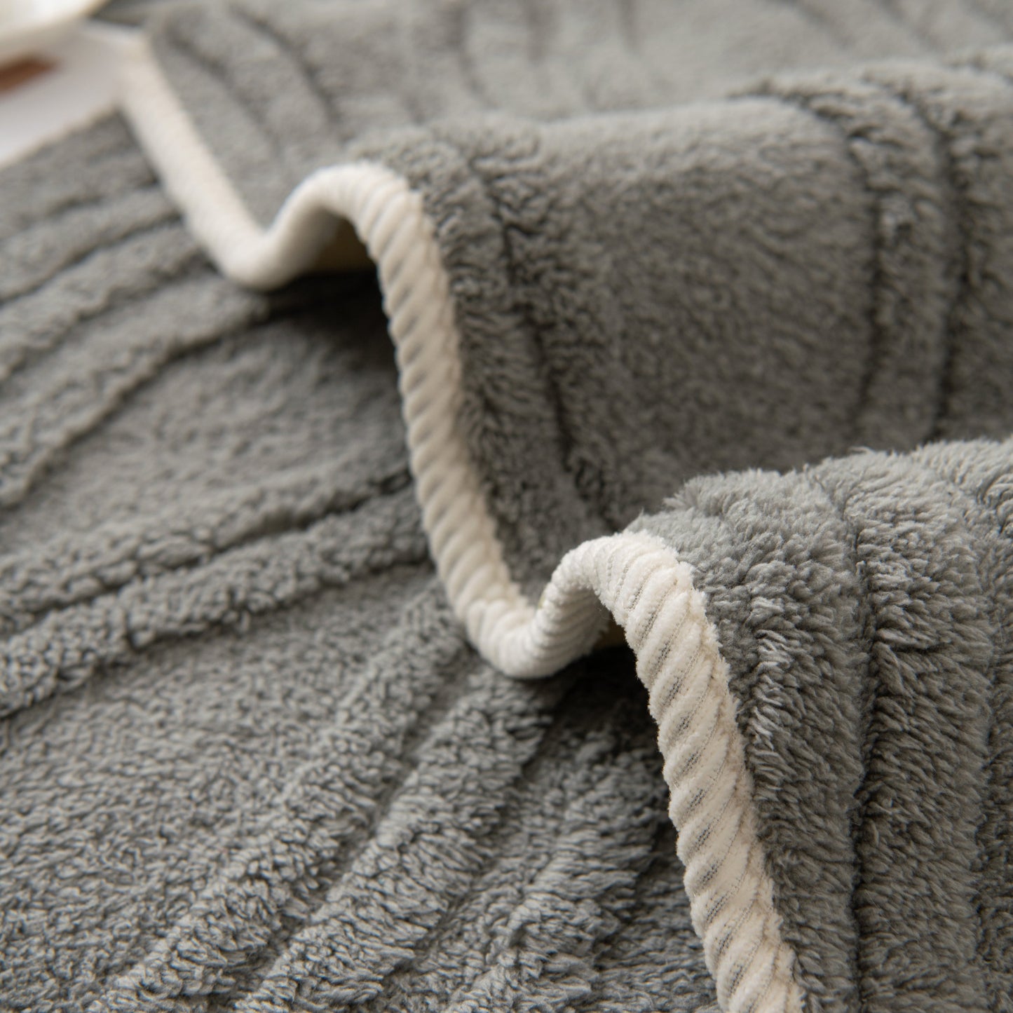 Winter Thickened Non-slip Blanket, Three-Dimensional Embossed Cotton Velvet Sofa Cover in grey color