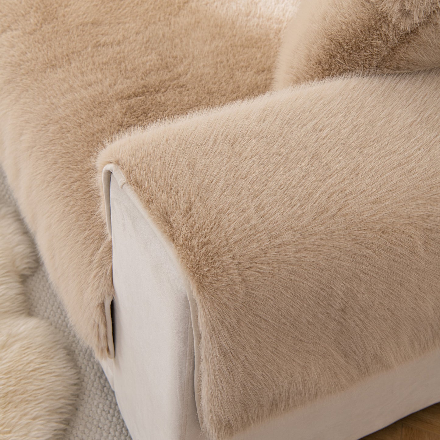 Faux Mink Velvet Luxury Fluffy Sofa Cushion, Winter Warm Thick Plush Non-slip Sofa Covers enhancing comfort and style.