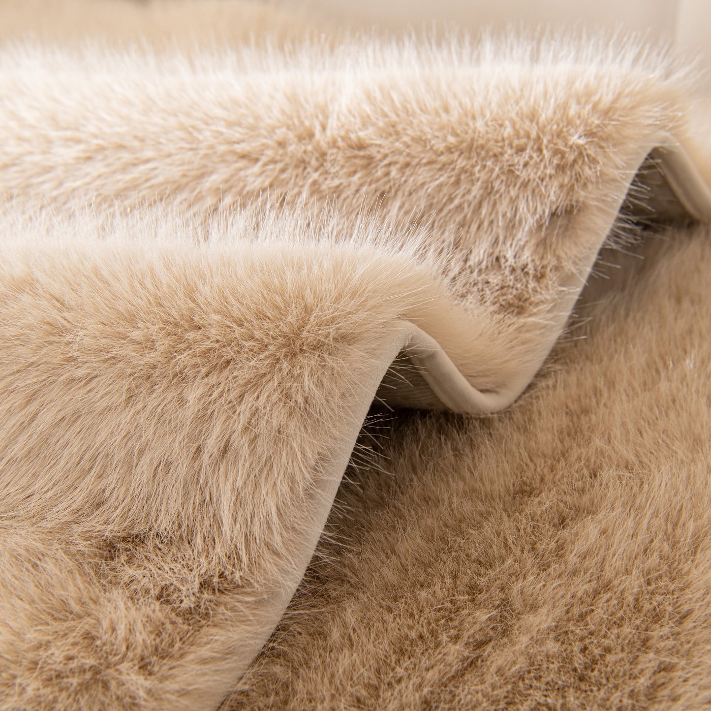 Faux Mink Velvet Luxury Fluffy Sofa Cushion, Winter Warm Thick Plush Non-slip Sofa Covers with a close-up of plush texture.
