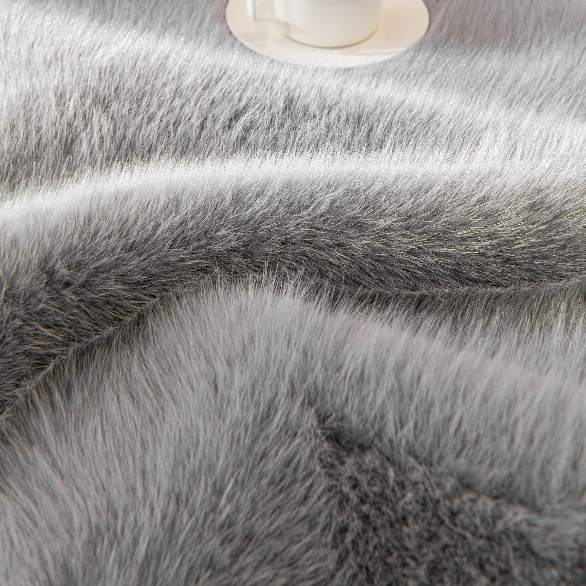 Faux Mink Velvet Luxury Fluffy Sofa Cushion, Winter Warm Thick Plush Non-slip Sofa Covers in soft grey texture