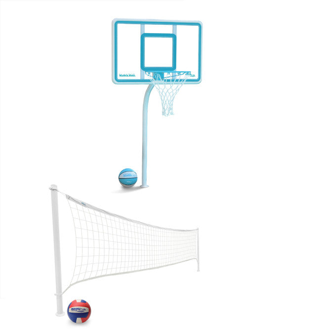Dunn Rite Deck Shoot Combo Deck-Mounted Pool Basketball & Volleyball Set - Clear