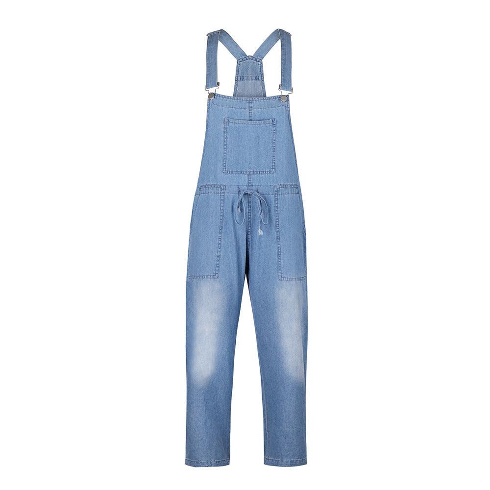 Cowgirl Drawstring Denim Overalls | Comfortable & Stylish for Every Cowgirl in soft cotton with mid-waist fit and washed effect