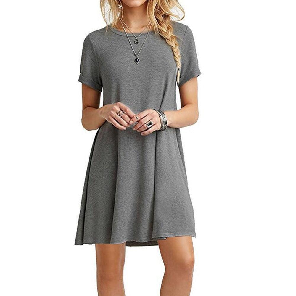 Cowgirl Chic Casual Short Sleeved Dress in gray, stylish and comfortable dress for a casual cowgirl look.