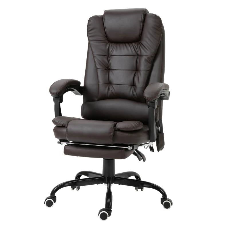 Espresso 7 Mode Vibrating High Back Executive Massage Adjustable Office Chair with padded armrests and retractable footrest