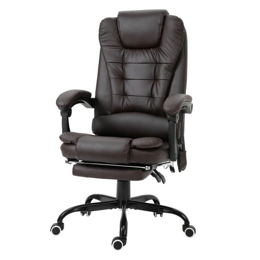 Espresso 7 Mode Vibrating High Back Executive Massage Adjustable Office Chair with padded armrests and retractable footrest