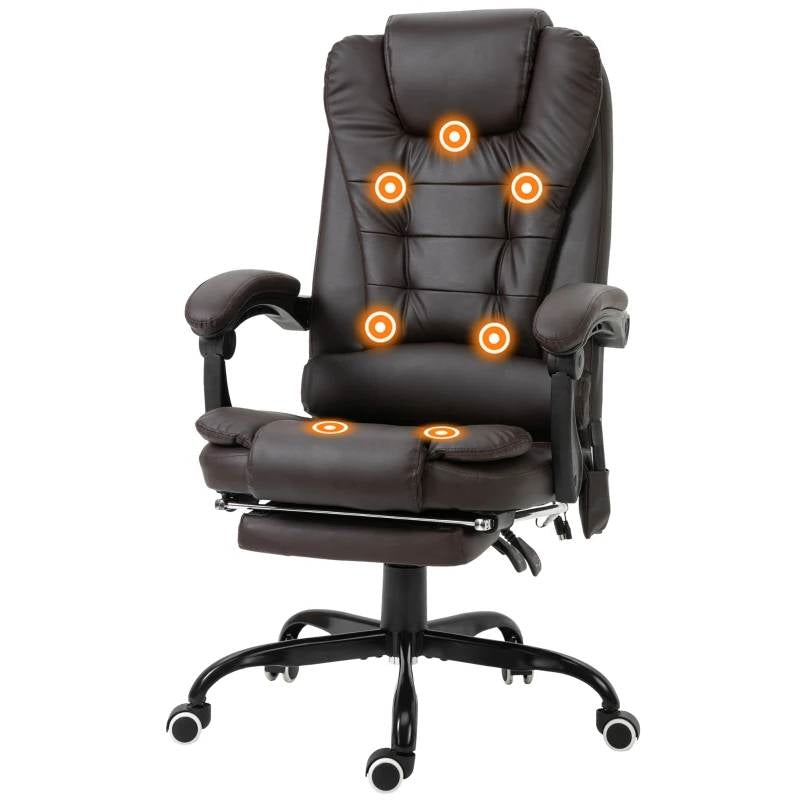 Espresso 7 Mode Vibrating High Back Executive Massage Adjustable Office Chair with 7 vibration nodes highlighted.
