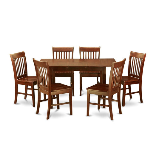 Mission Style 7-piece Dining Set in Mahogany Wood Finish featuring table and chairs