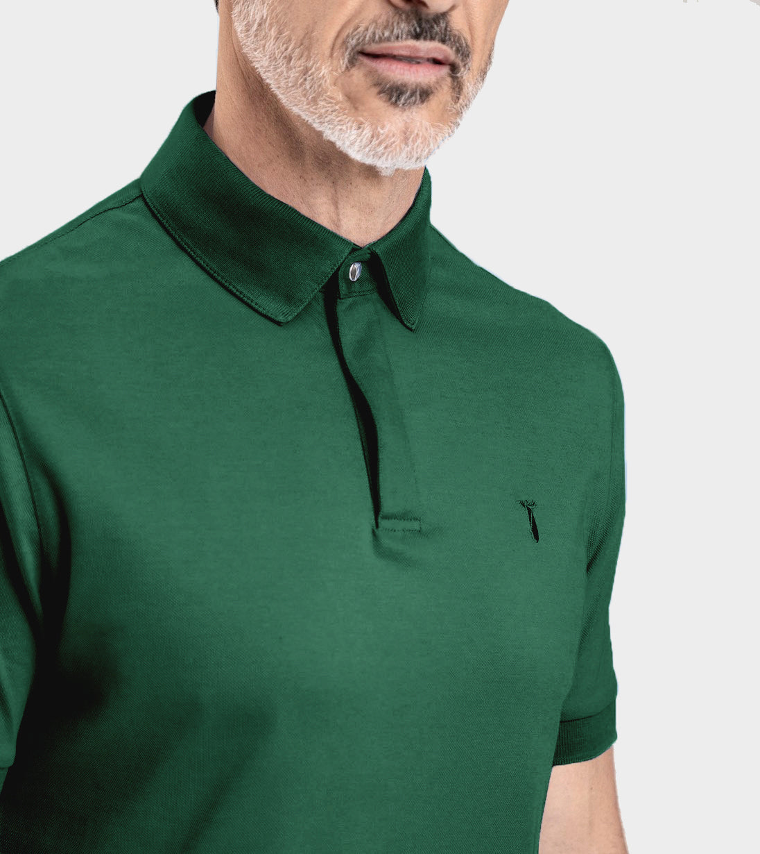 Short Sleeve Perfect Polo in green with StaySharp™ Collar and hidden microfiber cloth for modern style and performance.