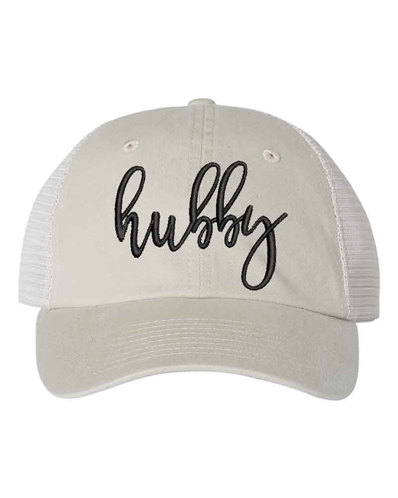 Embroidered Wifey/Hubby Pigment-Dyed Trucker Hat – Anniversary Gift Cap