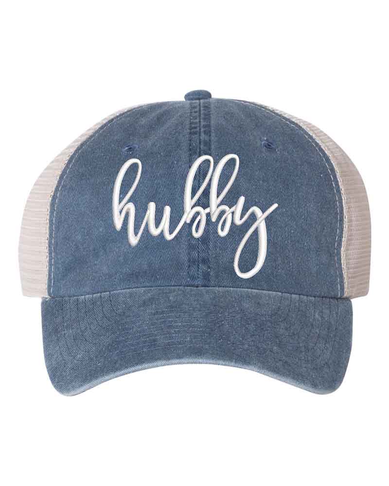Embroidered Wifey/Hubby Pigment-Dyed Trucker Hat – Anniversary Gift Cap
