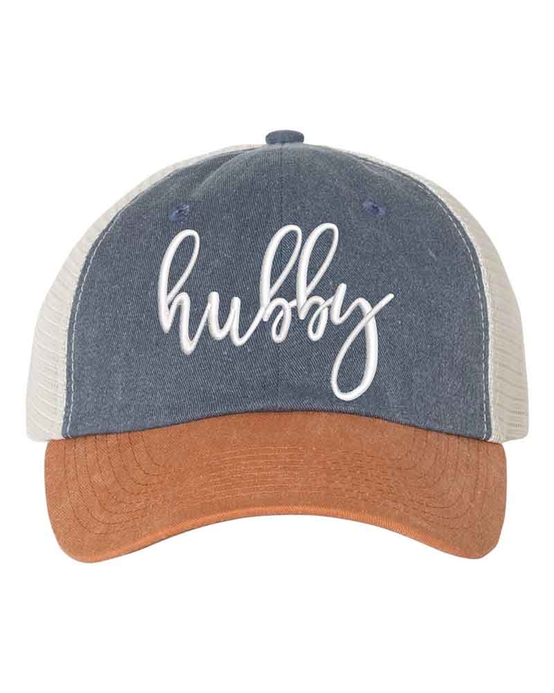 Embroidered Wifey/Hubby Pigment-Dyed Trucker Hat – Anniversary Gift Cap
