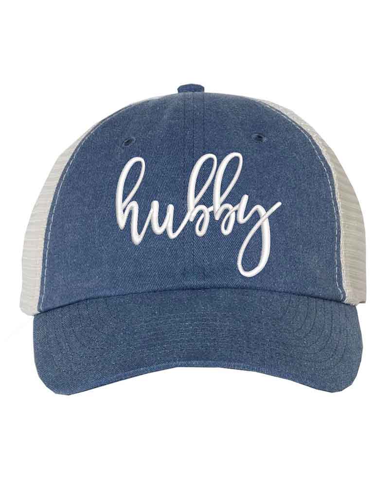 Embroidered Wifey/Hubby Pigment-Dyed Trucker Hat – Anniversary Gift Cap
