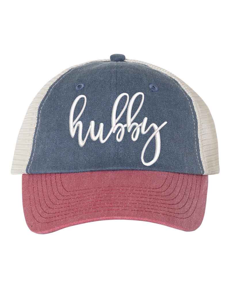 Embroidered Wifey/Hubby Pigment-Dyed Trucker Hat – Anniversary Gift Cap