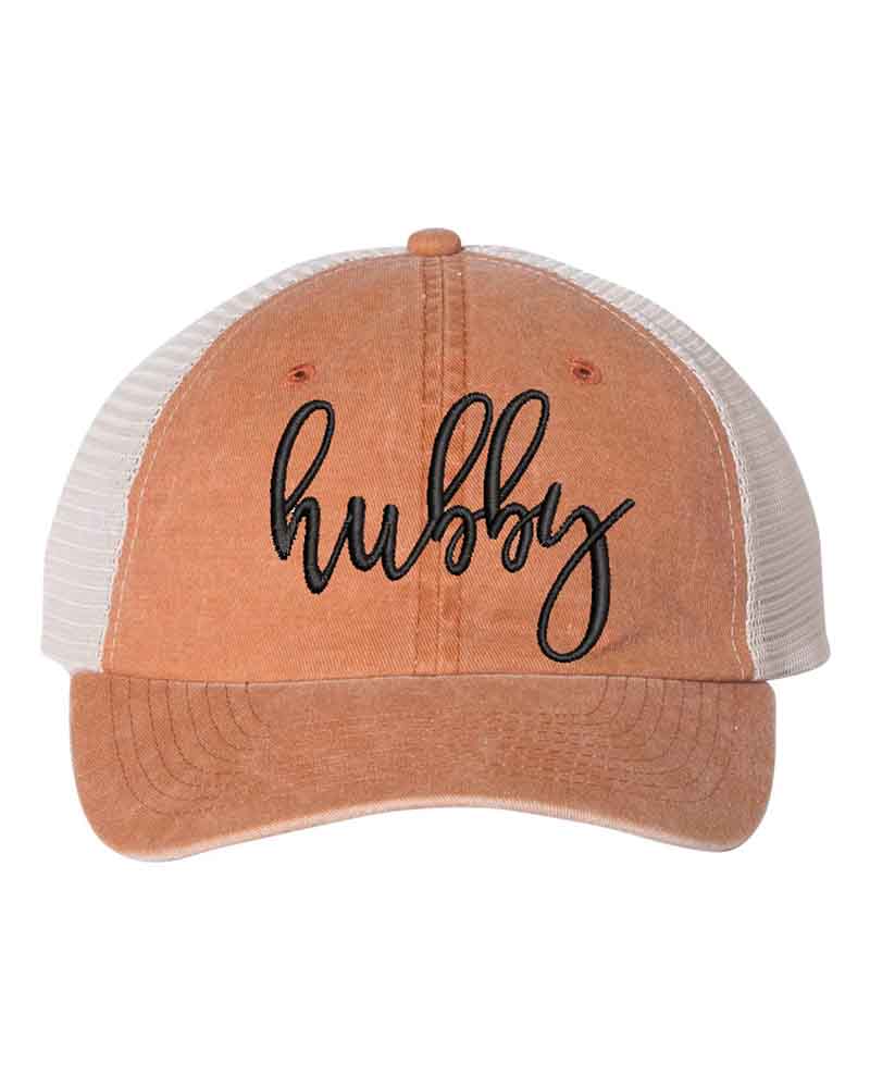 Embroidered Wifey/Hubby Pigment-Dyed Trucker Hat – Anniversary Gift Cap