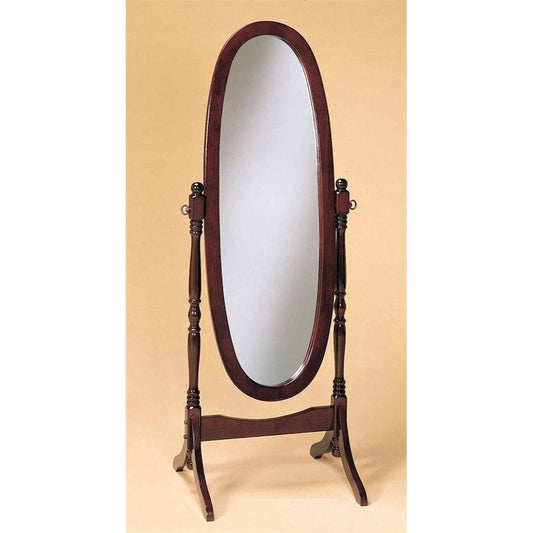 Oval Cheval Mirror Full Length Solid Wood Floor Mirror in Cherry with elegant traditional design and warm heirloom cherry finish.