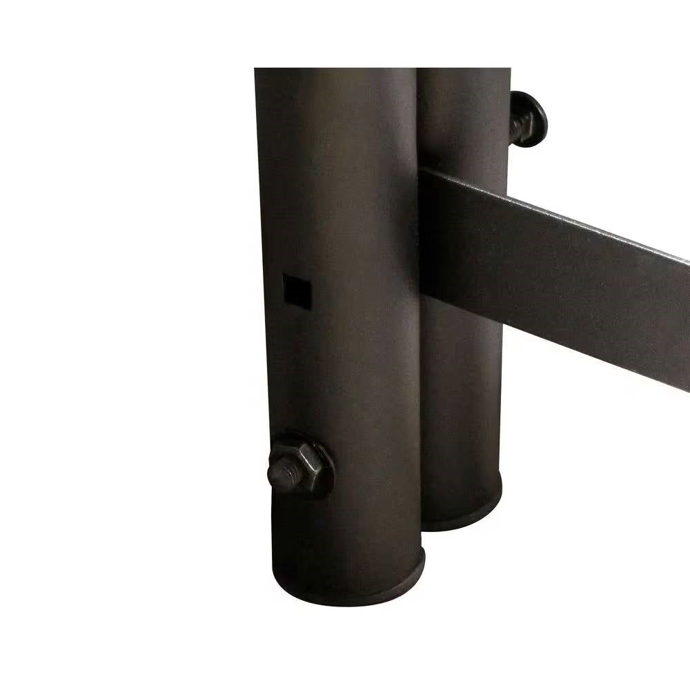 Close-up of 4-Ft Heavy Duty Steel Black Metal Firewood Rack - Easy to Assemble joint, showcasing sturdy construction and black finish.