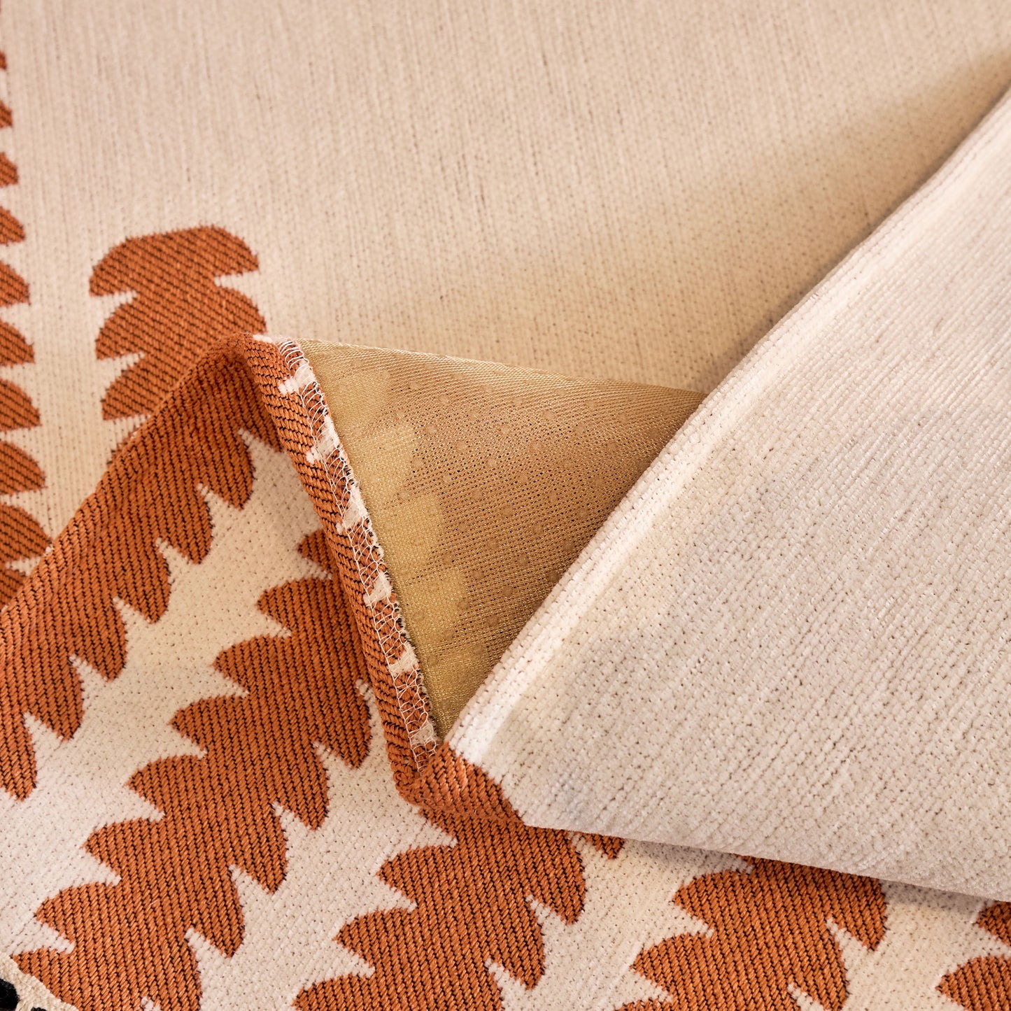 Vertical Stripes Sectional Sofa Cover Slipcover - Non-Slip, Fits L-Shape Couches, showing chenille fabric and non-slip backing