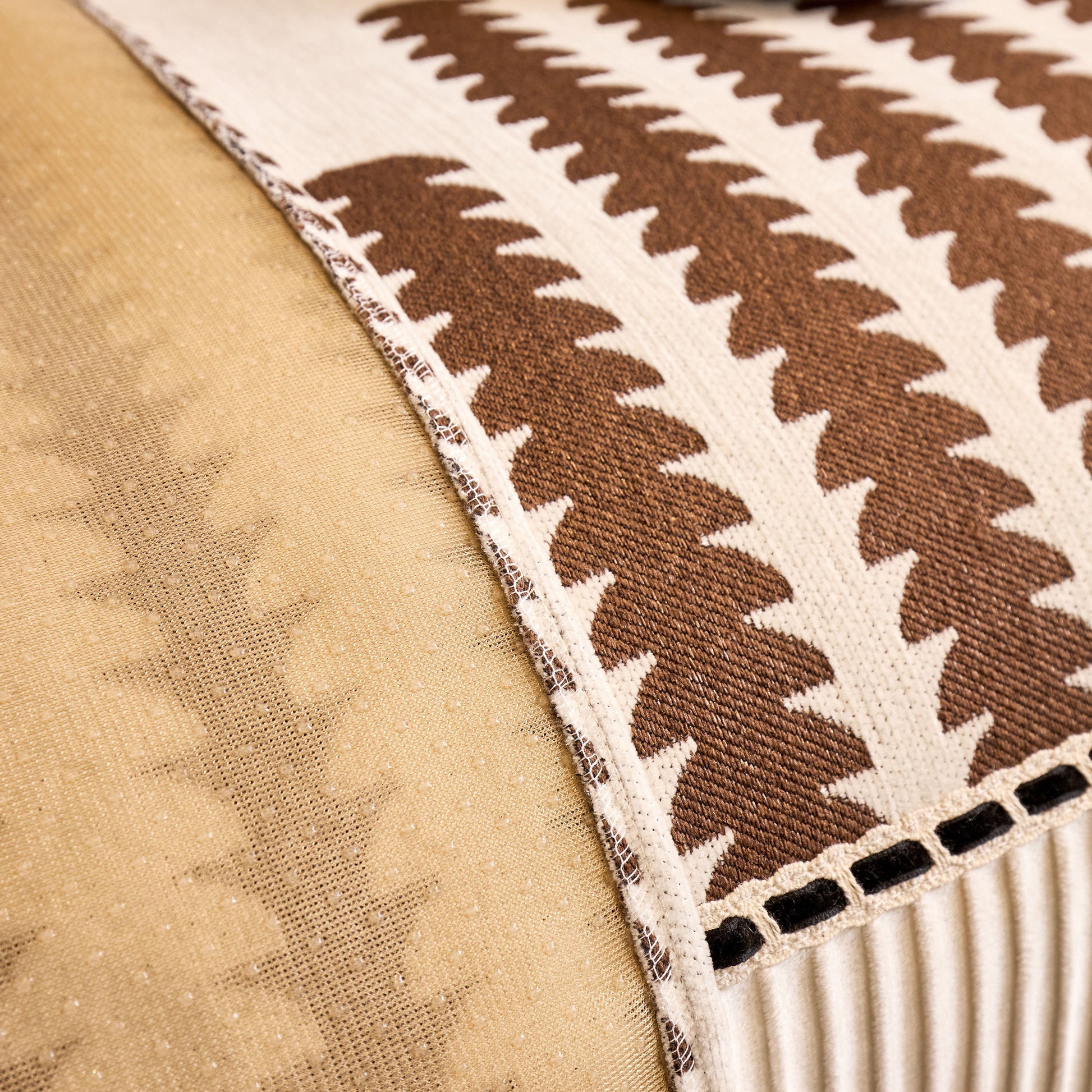 Close-up of Vertical Stripes Sectional Sofa Cover Slipcover - Non-Slip, Fits L-Shape Couches with textured chenille fabric.