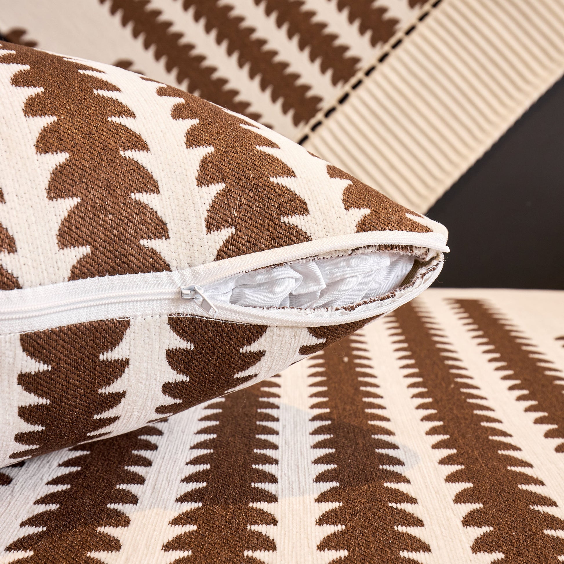 Vertical Stripes Sectional Sofa Cover Slipcover - Non-Slip, Fits L-Shape Couches in geometric chenille fabric