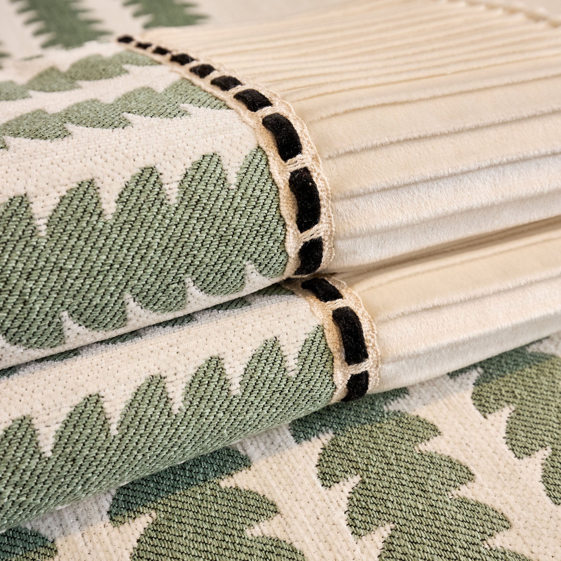 Close-up of premium chenille Vertical Stripes Sectional Sofa Cover Slipcover - Non-Slip, Fits L-Shape Couches with geometric pattern.