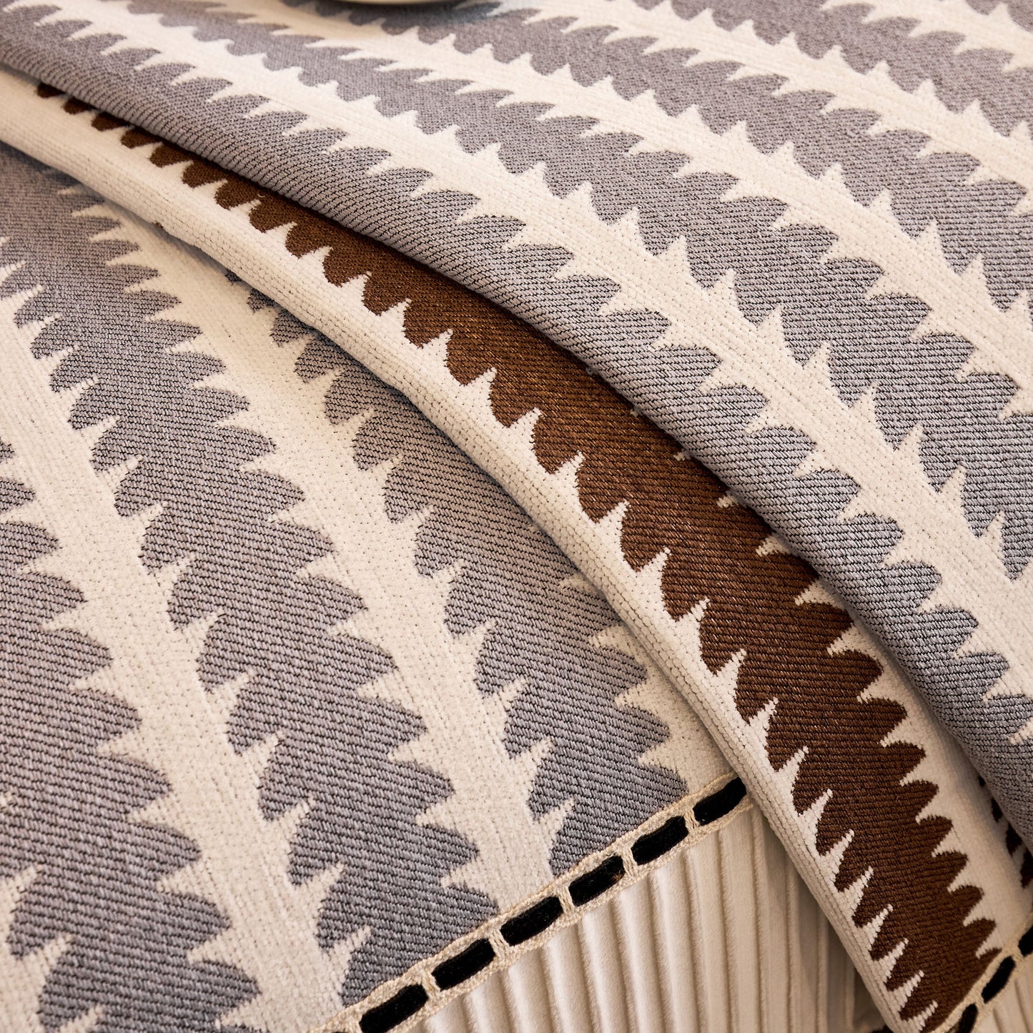 Vertical Stripes Sectional Sofa Cover Slipcover - Non-Slip, Fits L-Shape Couches with geometric pattern and chenille texture