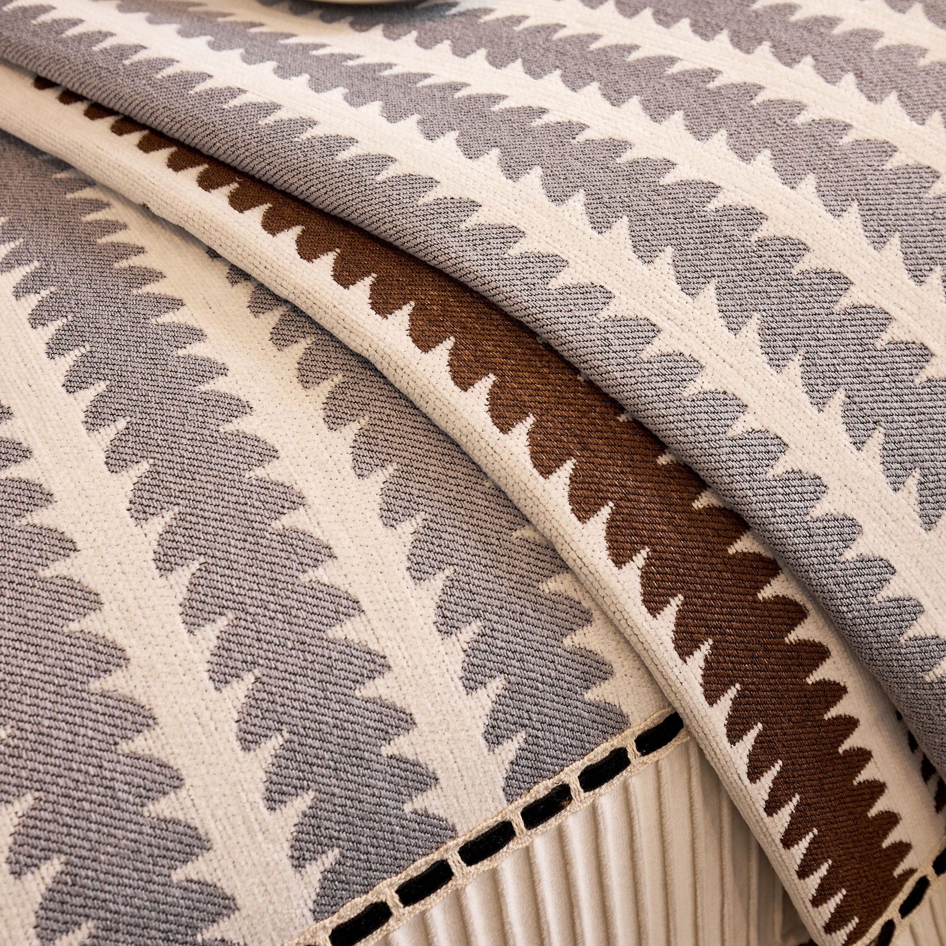 Vertical Stripes Sectional Sofa Cover Slipcover - Non-Slip, Fits L-Shape Couches with geometric pattern and chenille texture