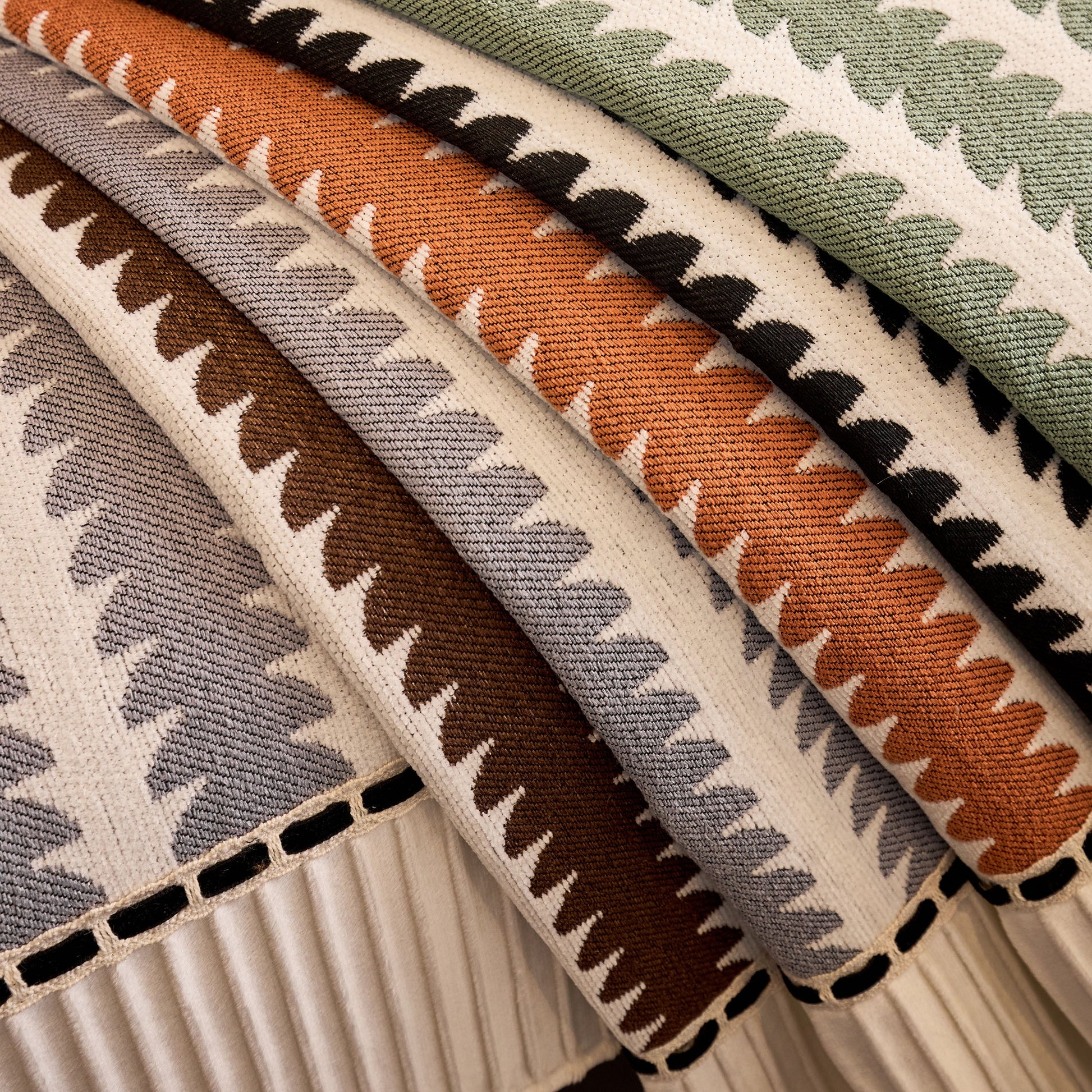 Close-up of fabric options for Vertical Stripes Sectional Sofa Cover Slipcover - Non-Slip, Fits L-Shape Couches