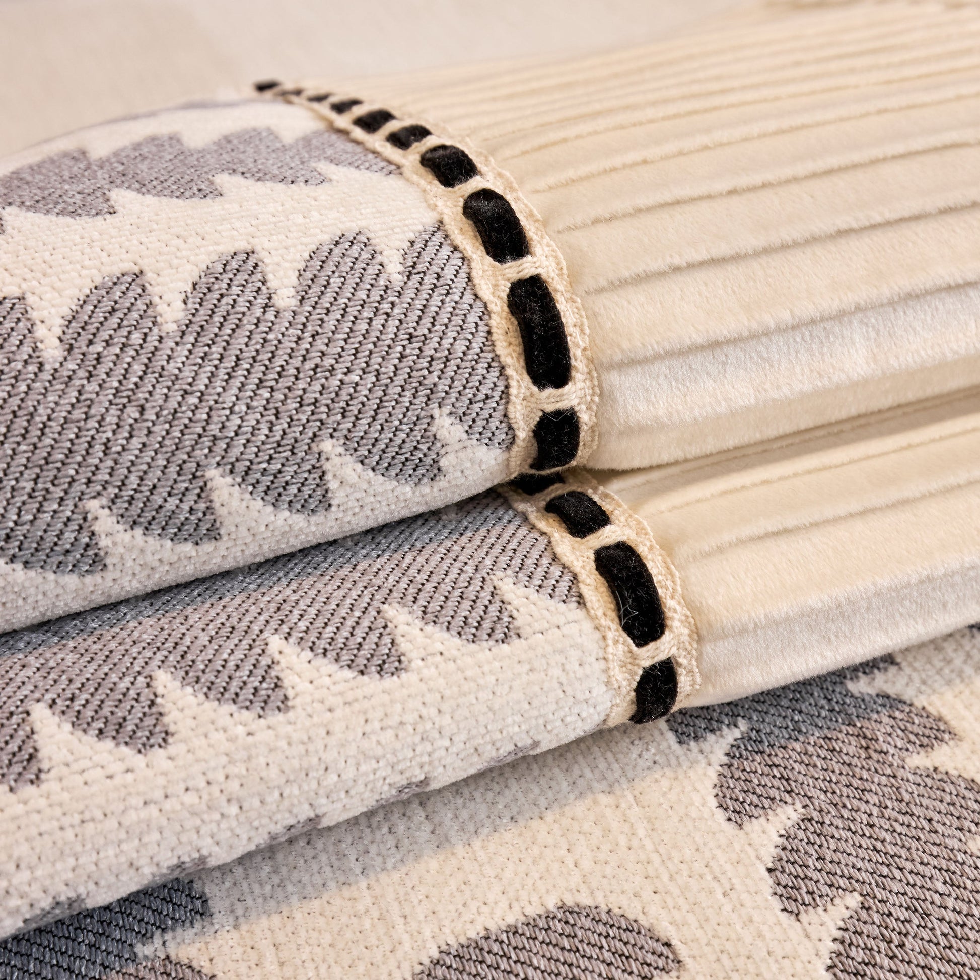 Vertical Stripes Sectional Sofa Cover Slipcover - Non-Slip, Fits L-Shape Couches with modern geometric pattern.