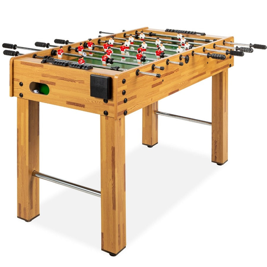 Competition Arcade Waist Height Foosball Table in sturdy wood with chrome-finished steel rods, ideal for game rooms and entertainment areas.