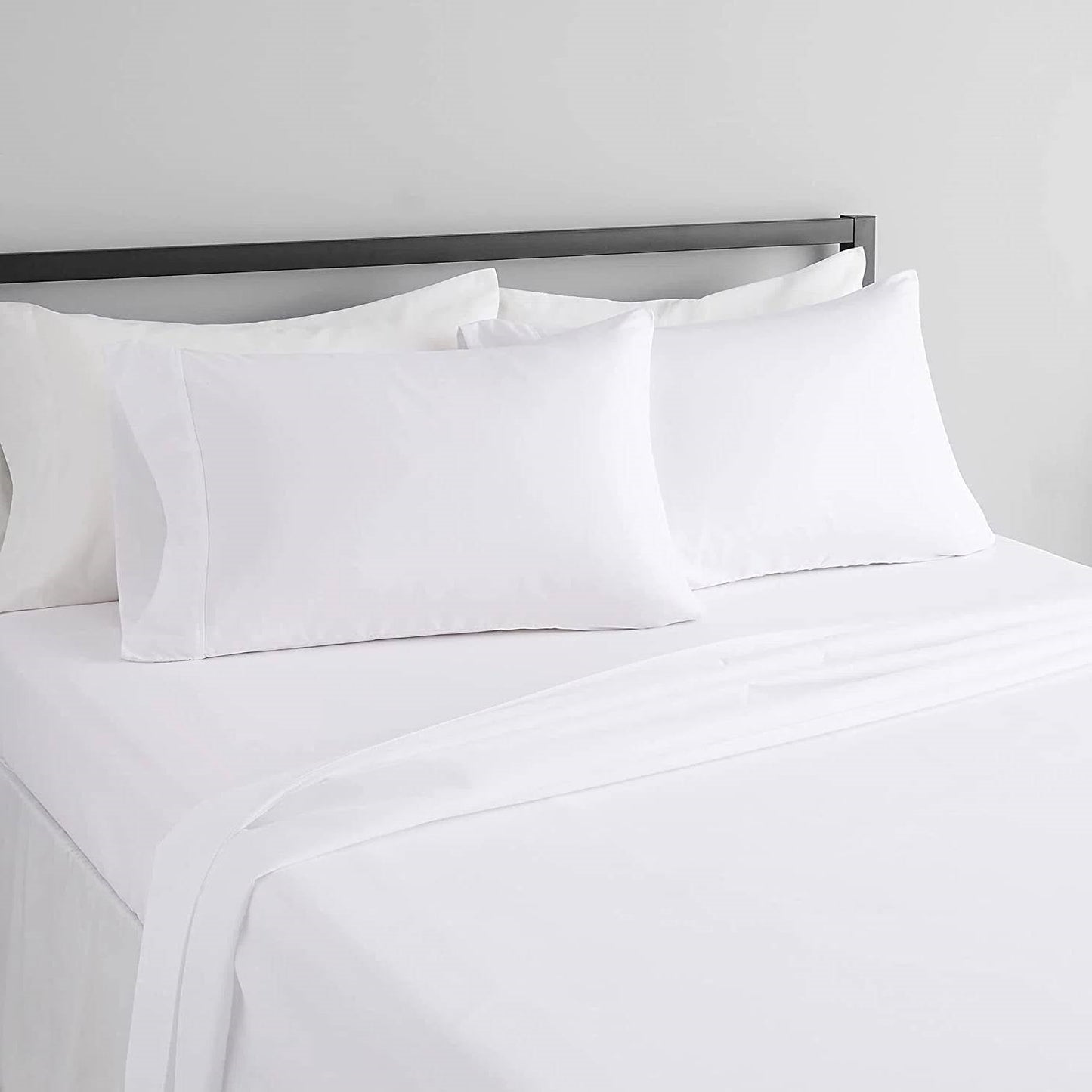 Full 4-Piece Egyptian 100-Percent Cotton 1000 Thread Count Sheet Set - White on bed