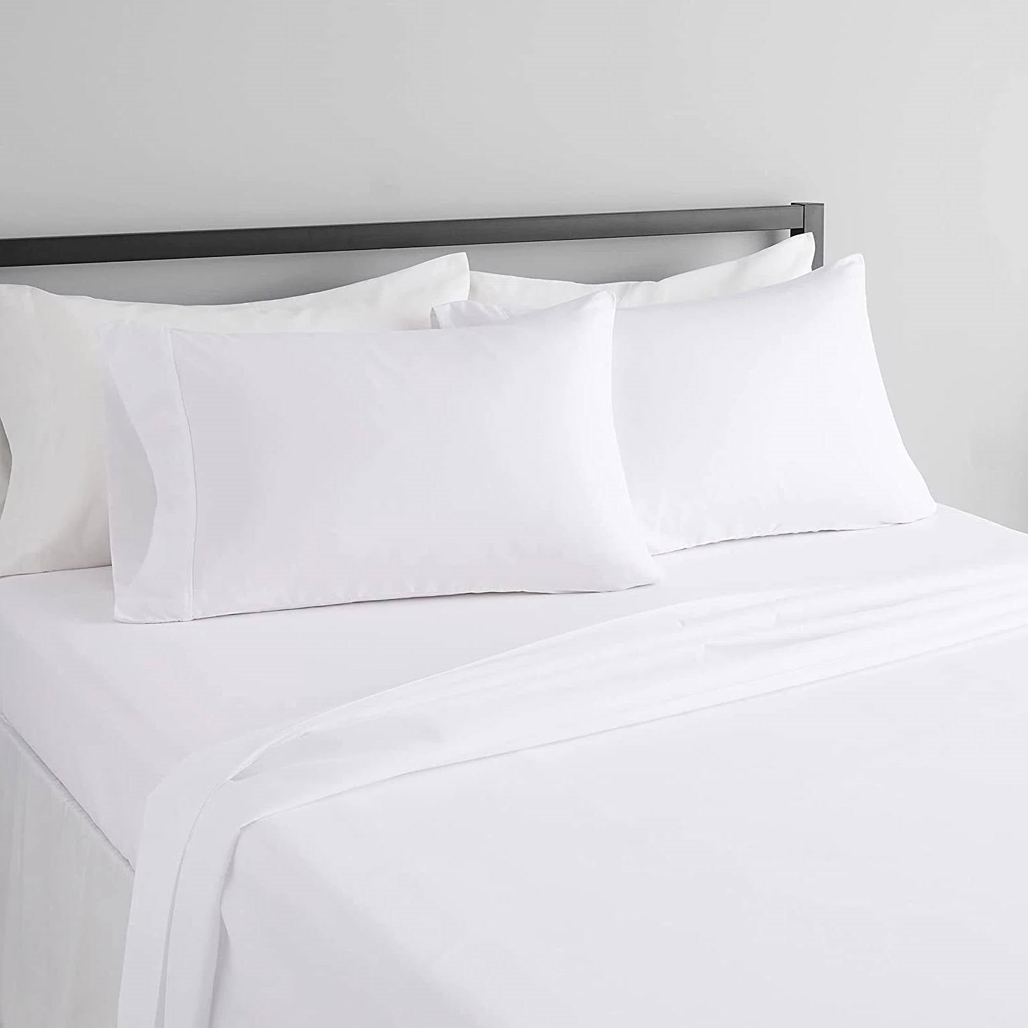 Full 4-Piece Egyptian 100-Percent Cotton 1000 Thread Count Sheet Set - White on bed