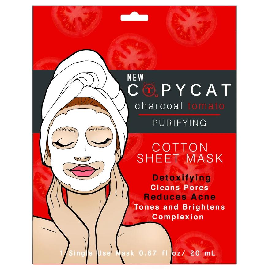 CHARCOAL / TOMATO DISPLAY 24 PCS - FM1DISPLAY detoxifying cotton sheet mask packaging